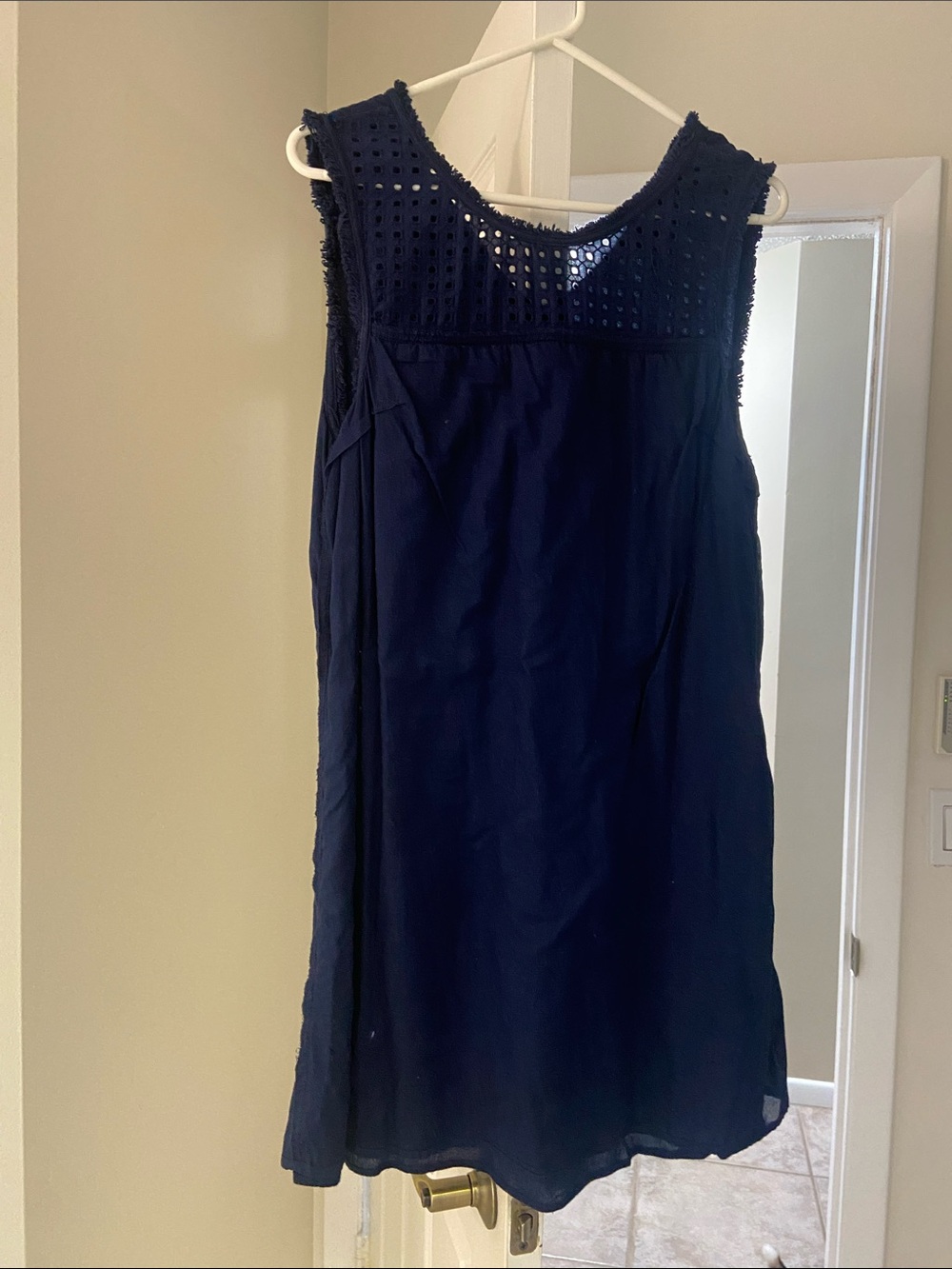 Tommy Bahama Navy Blue Eyelet Midi Dress